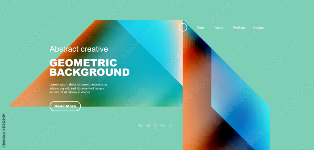 Fluid gradient geometric triangles, abstract landing page background. Minimal shapes composition for wallpaper, banner, background, leaflet, catalog, cover, flyer