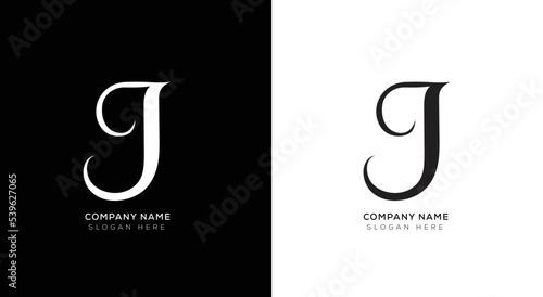 Modern letter j logo with black and white