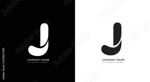 Modern letter j logo with black and white