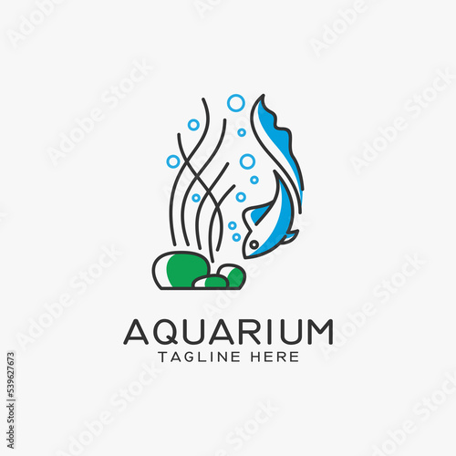 Aquarium and fish logo design