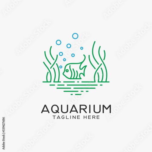 Aquarium and fish logo design