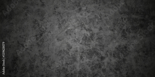 Dark black wall stone grunge textured concrete background. Panorama dark grey black slate background or texture. Vector black concrete texture. Stone wall background. © MdLothfor