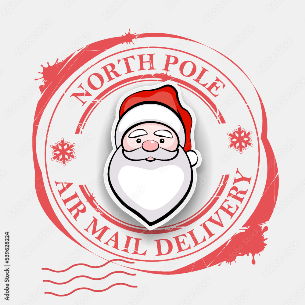 Round texture print with outline of Santa Claus in a hat, design component Round texture print with outline of Santa Claus in a hat, design component