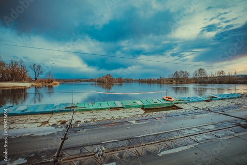 pontoon bridge over the Sura river in Penza photo