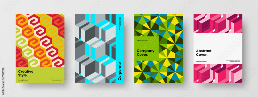 Unique mosaic pattern company identity concept set. Abstract banner A4 vector design template bundle. Unique mosaic pattern company identity concept set. Abstract banner A4 vector design template bundle.