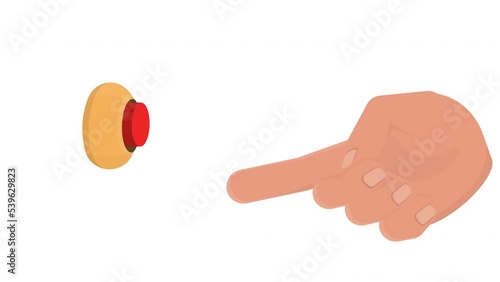 Ring the doorbell. Animation of the hand pressing the doorbell button, alpha channel. Cartoon