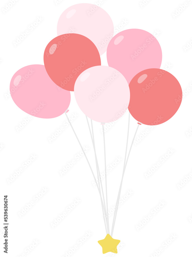カラフルなピンクの風船のイラスト1