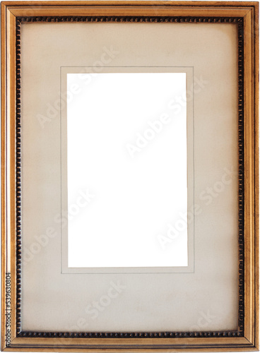 Old gilt leaf rectangular frame with passpartout whithout center image photo