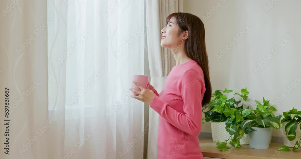 woman enjoy morning with tea