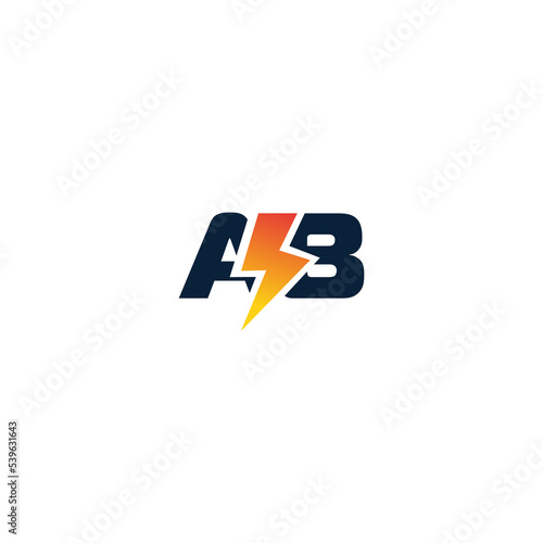 Electricity logo, Electric AB, BA letter logo.