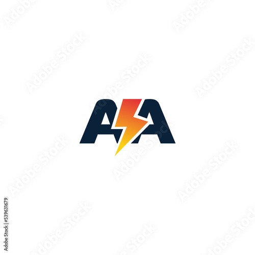 AA letter logo design template elements. Modern abstract digital alphabet letter logo. Vector illustration. Electricity logo, Electric  letter logo.
