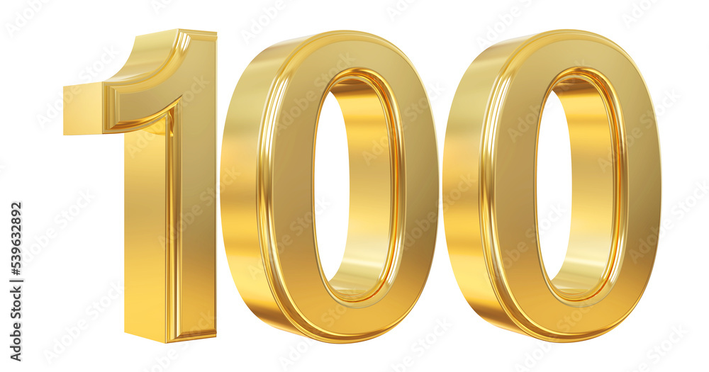 3d number 100 gold 3d number 100 gold