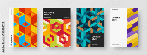 Creative geometric pattern book cover template composition. Simple poster A4 vector design layout set.