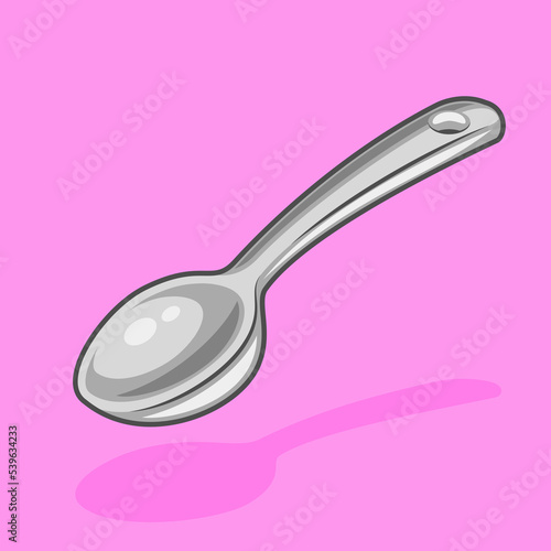 Gray metal teaspoon isolated on pink background