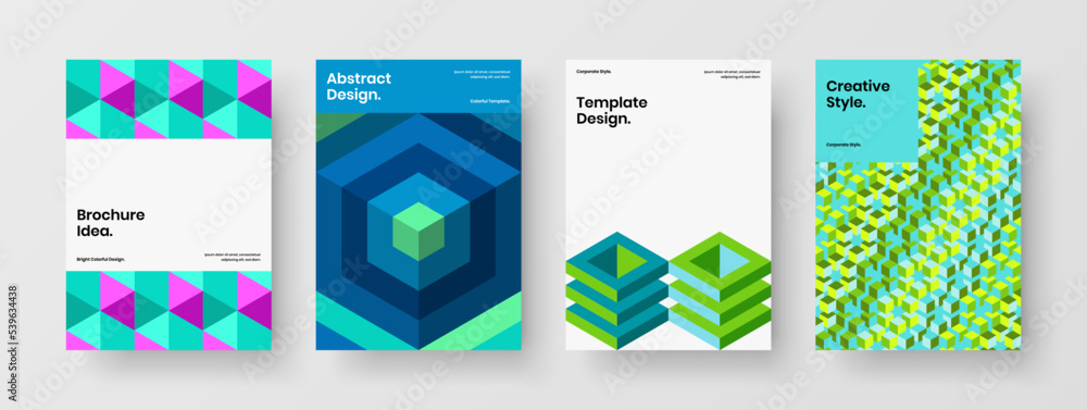 Fresh geometric tiles journal cover template composition. Amazing front page vector design layout set. Fresh geometric tiles journal cover template composition. Amazing front page vector design layout set.