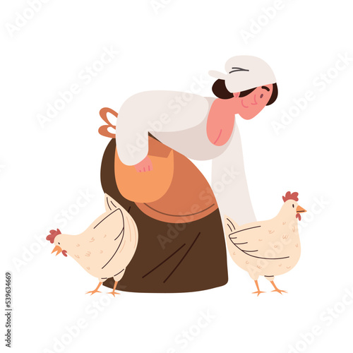 peasant woman and hens