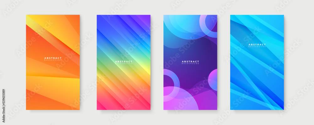 Colourful background for story social media template. Vector set of abstract creative backgrounds in minimal trendy style with copy space for text - design templates for social media stories