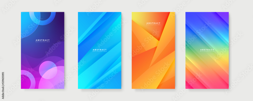 Naklejka premium Colourful background for story social media template. Vector set of abstract creative backgrounds in minimal trendy style with copy space for text - design templates for social media stories