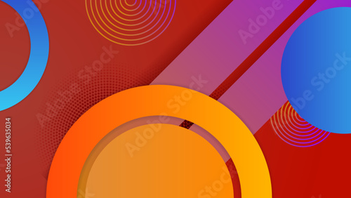 Abstract background with colorful orange blue yellow and red geometric shapes. Trendy geometric background. Minimal color gradient background for poster, certificate, presentation, landing page