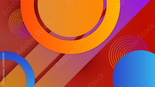 Abstract background with colorful orange blue yellow and red geometric shapes. Trendy geometric background. Minimal color gradient background for poster, certificate, presentation, landing page