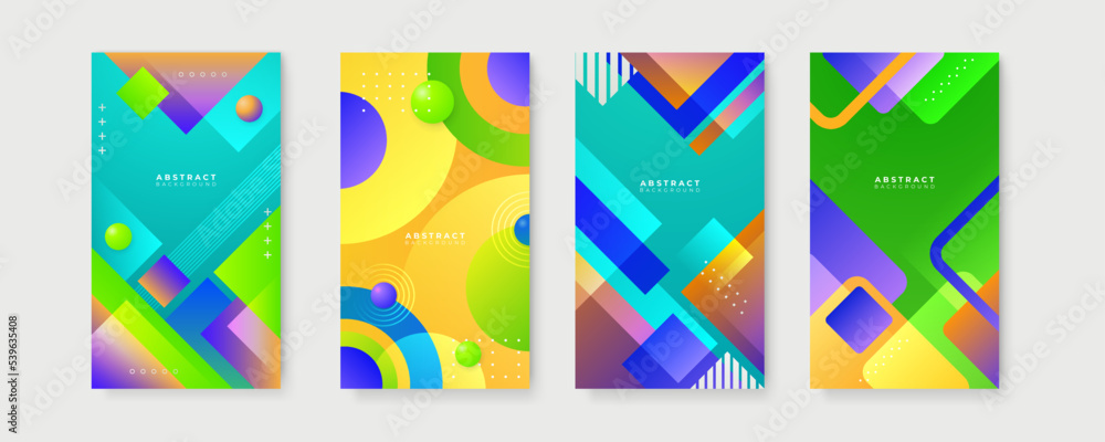 Colourful abstract background. Vector set of abstract creative backgrounds in minimal trendy style with copy space for text - design templates for social media stories Colourful abstract background. Vector set of abstract creative backgrounds in minimal trendy style with copy space for text - design templates for social media stories