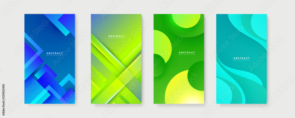 Fototapeta premium Colourful abstract background. Vector set of abstract creative backgrounds in minimal trendy style with copy space for text - design templates for social media stories
