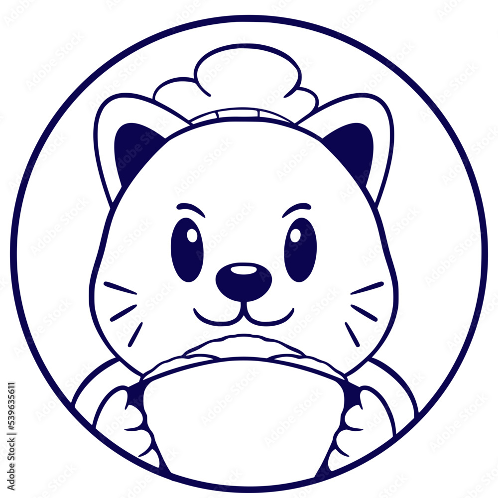 Fototapeta premium Cat chef cute cartoon mascot logo vector