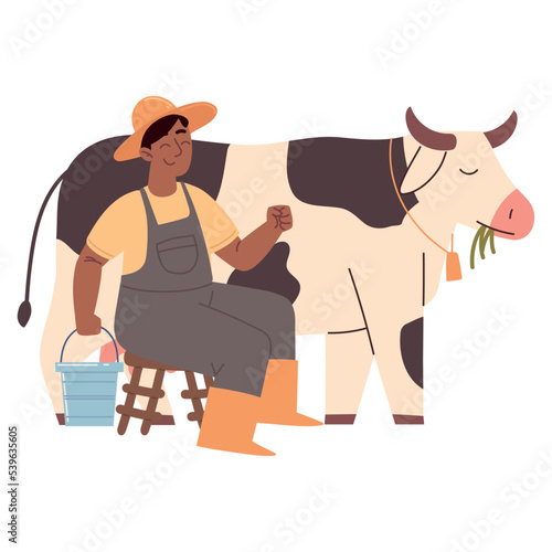 farmer with cow