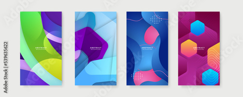 Colourful background for story social media template. Vector set of abstract creative backgrounds in minimal trendy style with copy space for text - design templates for social media stories