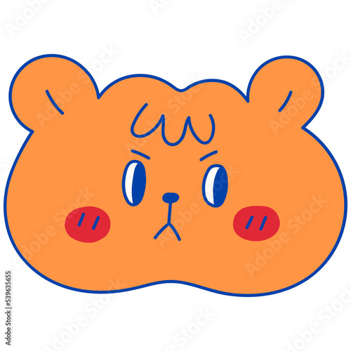 Cute bear angry face hand drawn illustration in cartoon design