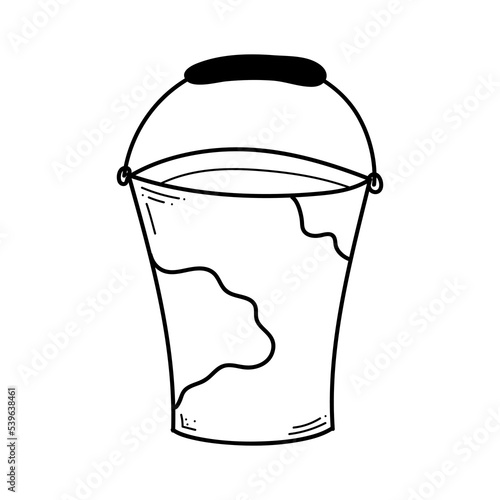 Milk metal bucket doodle illustration in vector