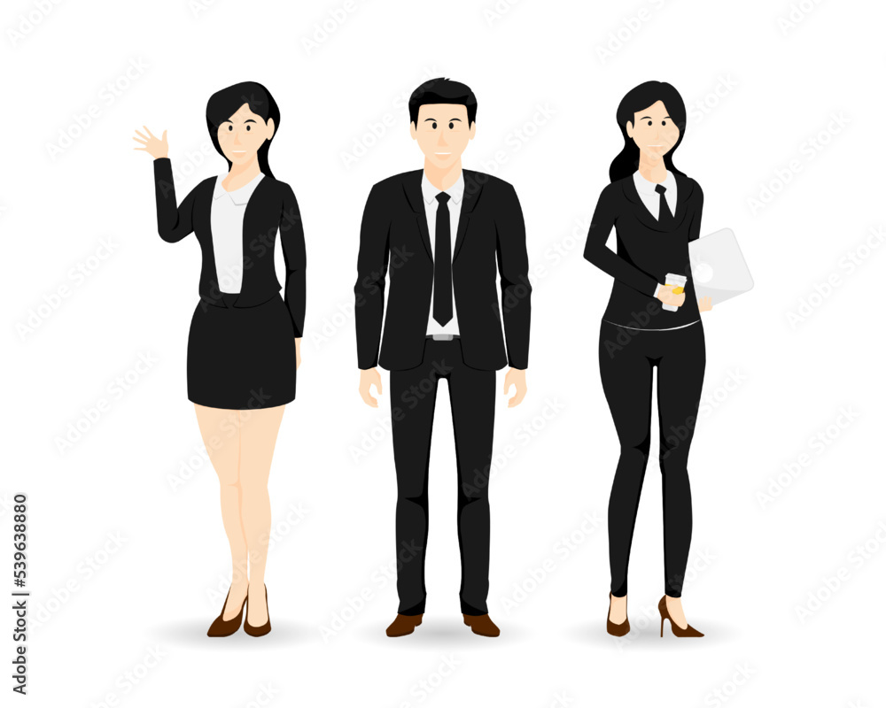 Cartoon business people in uniform suit on isolated background, Vector illustration. Cartoon business people in uniform suit on isolated background, Vector illustration.