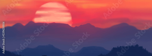 Landscape background. Abstract art template. Vector illustration.
