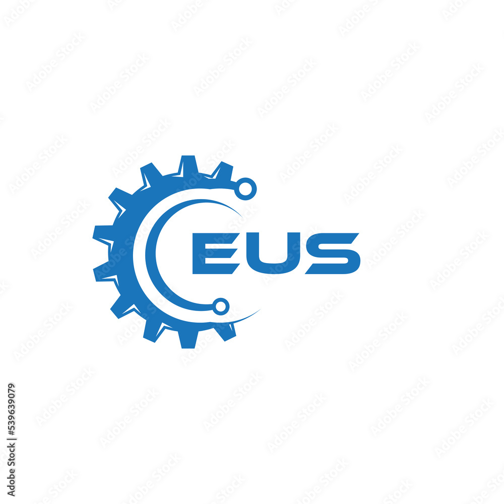 Fototapeta premium EUS letter technology logo design on white background. EUS creative initials letter IT logo concept. EUS setting shape design. 