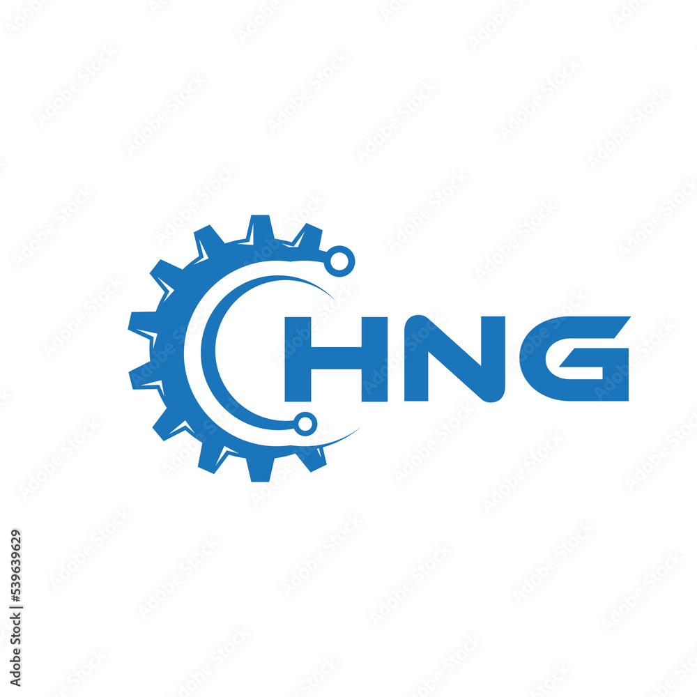Fototapeta premium HNG letter technology logo design on white background. HNG creative initials letter IT logo concept. HNG setting shape design. 