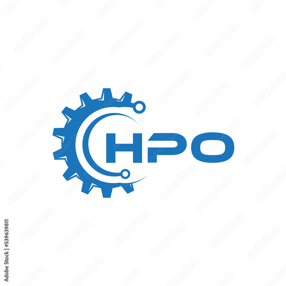 HPO letter technology logo design on white background. HPO creative initials letter IT logo concept. HPO setting shape design.
