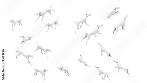 3D High Poly Dogs - SET1 Monochromatic - Isometric Views photo