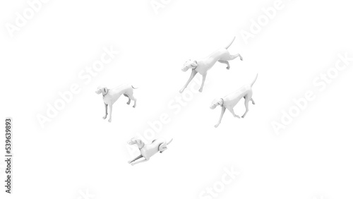 3D High Poly Dogs - SET1 Monochromatic - Isometric View 4