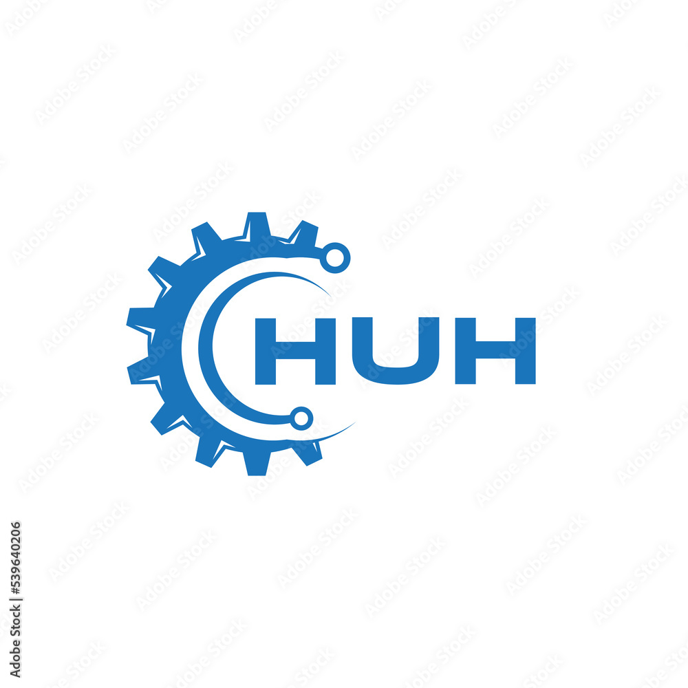 Fototapeta premium HUH letter technology logo design on white background. HUH creative initials letter IT logo concept. HUH setting shape design. 