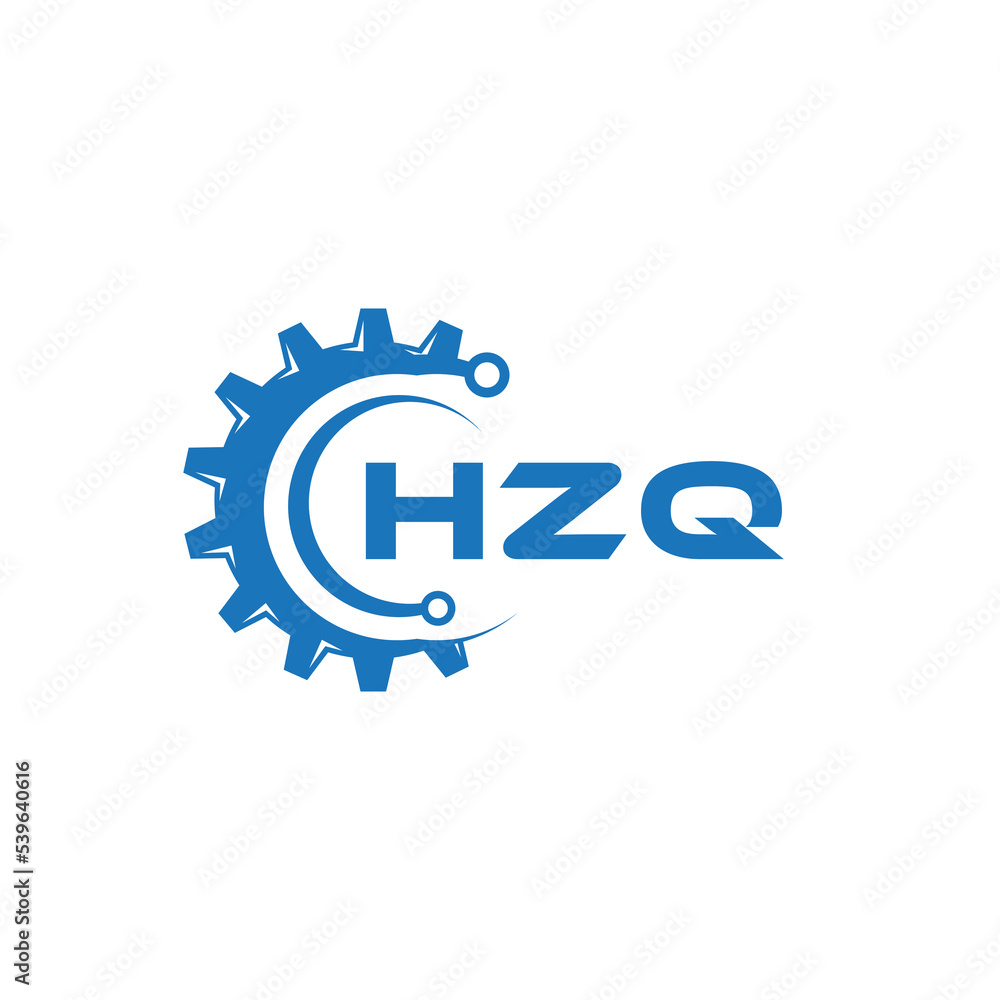 Fototapeta premium HZQ letter technology logo design on white background. HZQ creative initials letter IT logo concept. HZQ setting shape design. 