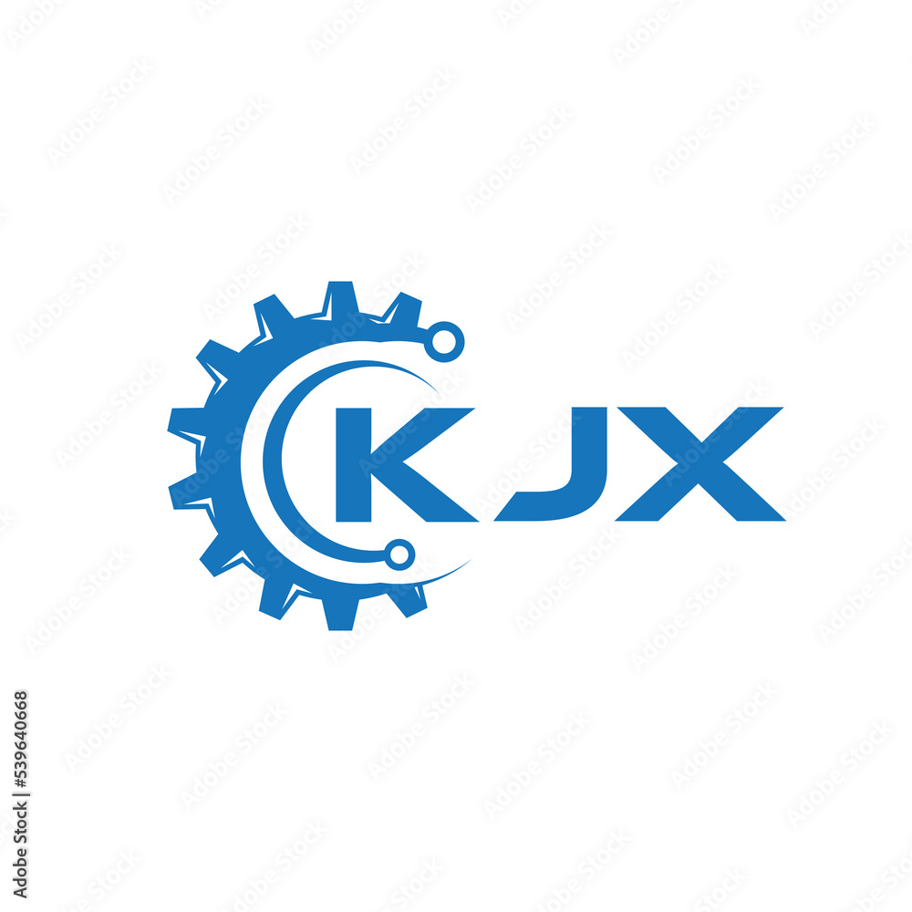Obraz premium KJX letter technology logo design on white background. KJX creative initials letter IT logo concept. KJX setting shape design. 