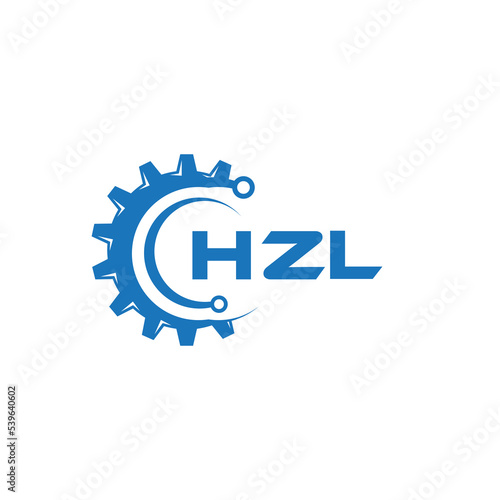HZL letter technology logo design on white background. HZL creative initials letter IT logo concept. HZL setting shape design. 