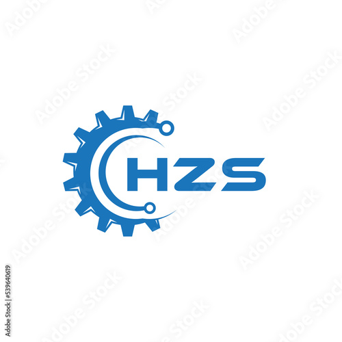 HZS letter technology logo design on white background. HZS creative initials letter IT logo concept. HZS setting shape design. 