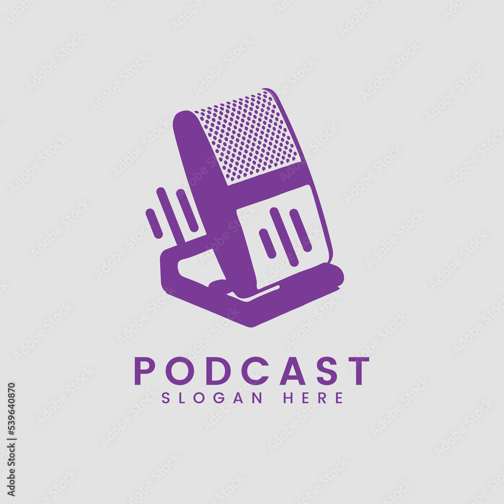 Fototapeta premium Modern gradient podcast logo design template