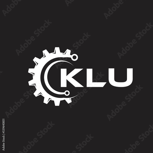 KLU letter technology logo design on black background. KLU creative initials letter IT logo concept. KLU setting shape design.
