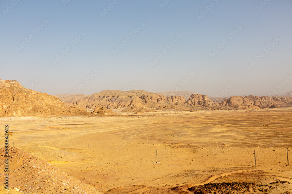 View to Sinai desert with empty blue sky