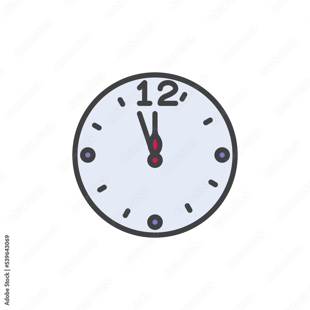 5 min before 12 clock filled outline icon 5 min before 12 clock filled outline icon
