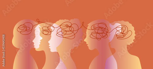 Vector illustration. A man and a woman do not understand each other.
 Two people have a misunderstanding in a relationship.
