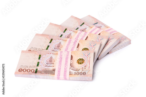 Stack of five hundred thousand thai baht banknote money isolated on white background with clipping path. photo