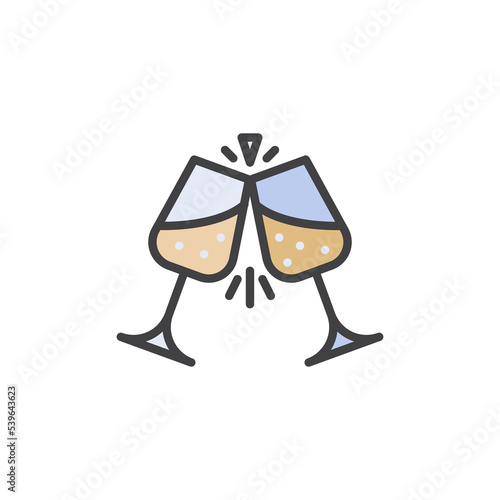 Champagne glasses clinking filled outline icon